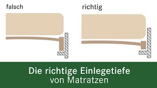 Richtige Einlegetiefe Ihres Betts  Matratze Lattenrost und Bett perfekt aufeinander abstimmen [upl. by Gilus967]