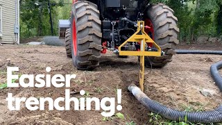 Easier way to trench WITHOUT a backhoe Making use of the Kioti with a subsoiler [upl. by Alol]