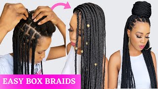 🔥EASY BOX BRAIDS  RUBBER BAND METHOD Beginner Friendly  Protective Style  Tupo1 [upl. by Ttocs904]