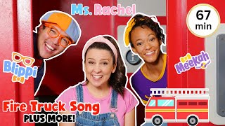 Blippi and Ms Rachel Fire Truck Song and Wheels on the Bus  Nursery Rhymes and Kids Songs [upl. by Iila]