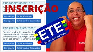 PASSO A PASSO INSCRIÇÃO ETE SUBSEQUENTE OU EAD 20232 [upl. by Marline]