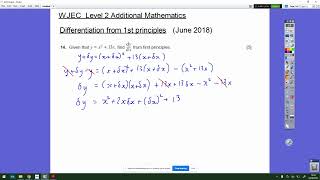 Differentiation from 1st principles WJEC Additional Maths [upl. by Abbe421]