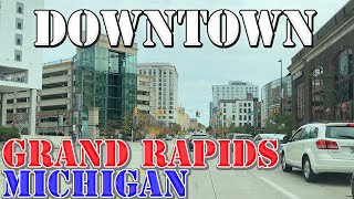 Grand Rapids  Michigan  4K Downtown Drive [upl. by Dnallor]