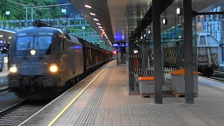 Güterzugbegegnung Bahnhof Feldkirch m⭐Sternelok ÖBB 1144 in neuem Glanz amp Feuerwehrlok am Güterzug [upl. by Maggee268]