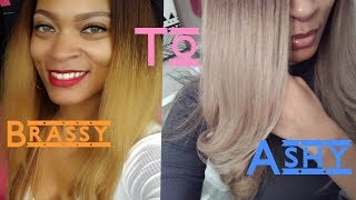 TONING MY BRASSY HAIR WITH WELLA T14 HOW TO [upl. by Irrac]