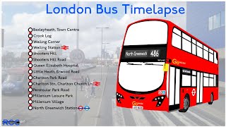 London Bus Timelapse Route 486 Bexleyheath Town Centre to North Greenwich [upl. by Oretos928]