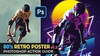 80s Retro Poster v12 Photoshop Action Guide [upl. by Namijneb]