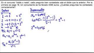 Problema de progresiones geométricas Concurso doble o nada [upl. by Bean]