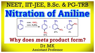 Nitration of Aniline│meta Nitro Aniline formation│Class 12│NEET│PG TRB Chemistry│Poly TRB Chemistry [upl. by Neslund]