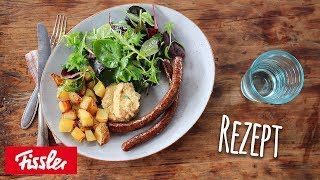 Gebratene Merguez mit EstragonHoummus Wildkräutersalat und Röstkartoffeln [upl. by Karame]