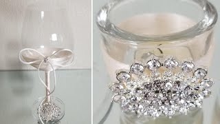 GLAM CANDLE HOLDERS  WINE GLASS CANDLE HOLDER  QUICK AND EASY DIY 2020 [upl. by Albric545]