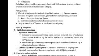 Pathology 2 lec 3  cellular adaptation Part 2 metaplasia and dysplasia [upl. by Corilla]