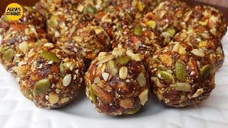 Energy Booster NO SUGAR Healthy Energy Balls Remedy For Back Pain Migraine Dry Fruit Laddu Recipe [upl. by Lamonica935]