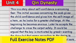 Class 11 English  Unit 4 Qin Dynasty  History and Culture  Exercise Notes [upl. by Odlareg]