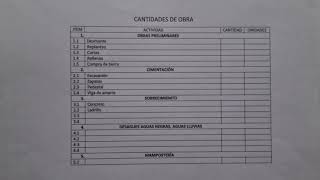 CANTIDADES DE OBRA Vocabulario arquitectónico [upl. by Virginia]