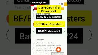 MasterCard hiring dataanalyst dataanalytics jobs fresherjobs hiringalert python powerbi [upl. by Herwig]