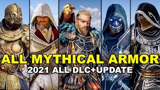 Assassins Creed Valhalla  All Mythical Armor Sets Showcase Including All 2021 DLC amp Update [upl. by Aynnek]