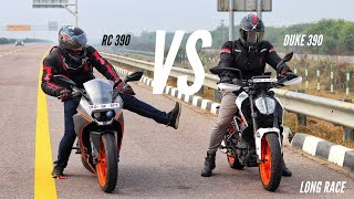 KTM RC 390 Vs KTM DUKE 390 Long Race  Top End  Ksc Vlogs [upl. by Eyde672]