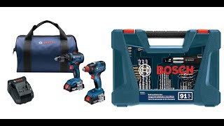 Unboxing Of The Bosch 2Tool 18Volt Brushless Power Tool Kit With Bag And 91 Piece Drill Bit Set [upl. by Acinom]