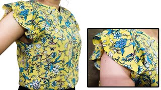 🔥very useful Blouse sewing with Lessruffle sleeve [upl. by Alisun]