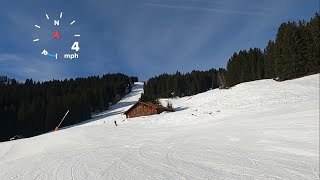 UPTO 33MPH down all of GREEN A at MEGEVE ski resort  GoPro HD POV Skiing  Feb 2024 [upl. by Fadil322]