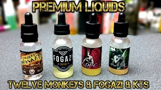 Premium Liquids Review ♦ Twelve Monkeys ♦ Fogazi ♦ KTS ♦ DampfKraft [upl. by Dlanod774]