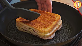 Toasted ham and cheese sandwich in the pan [upl. by Sigismundo231]