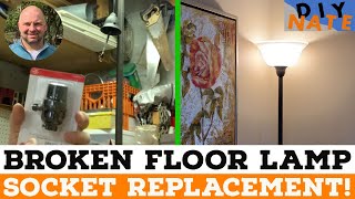 How to Fix a Broken Floor Lamp  Replacing amp Rewiring Light Socket  by DIYNate [upl. by Monah]