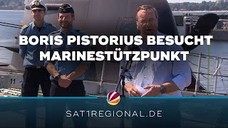 Verteidigungsminister Pistorius besucht Marinestützpunkt Eckernförde [upl. by Econah]