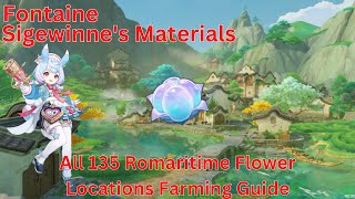 Fontaine Sigewinnes Materials All 135 Romaritime Flower Locations Farming Guide 【Genshin Impact】 [upl. by Gertruda180]