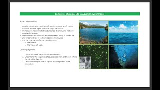 Lecture 3 Microbial Life in Aquatic Environment [upl. by Ykcaj570]