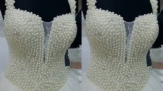 HOW TO BEAD A CORSET DRESS WITHOUT PENETRATING THE LININGDetailed beadingBeginner friendly [upl. by Akirrehs]