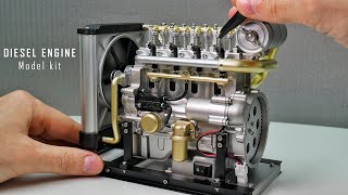 Building a 4Cylinder Diesel Engine Model Kit  Mini 4Cylinder Engine Assembly [upl. by Clemence]