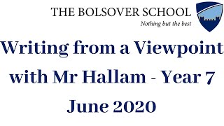 Writing from a Viewpoint with Mr Hallam  Year 7  The Bolsover School [upl. by Hagep]