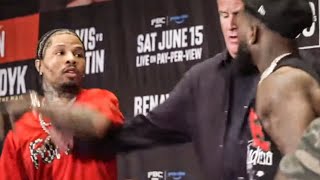 Gervonta Davis SMACKS Frank Martin amp FIGHT NEARLY BREAKS OUT during HEATED FIRST FACE OFF [upl. by Anilas]