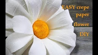 Giant crepe paper flowers Paper daisy diy Paper flower diy Wall decoration ideas Handcraft [upl. by Esalb295]