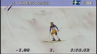 Pernilla Wiberg wins slalom Veysonnaz 1995 [upl. by Anuahc]