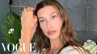 Hailey Biebers Date Night Skin Care amp Makeup Routine  Beauty Secrets  Vogue [upl. by Oberheim]