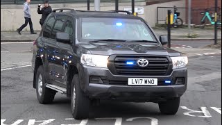 Met police CTSFO armoured Toyota Land Cruiser’s and Special Escort Group saloons responding [upl. by Vevina]