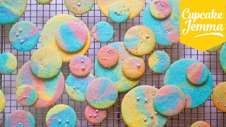 Psychadelic Rainbow Marble Cookies  Cupcake Jemma [upl. by Elberfeld]