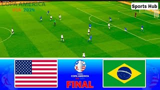 USA vs BRAZIL  Final Copa America 2024  Full Match All Goals  PES PC Gameplay [upl. by Nozicka235]