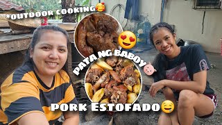 Outdoor Cooking Pork Estofado  Estofadong Pata ng Baboy🐷 [upl. by Rosenblast]