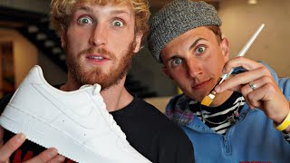 Surprising LOGAN PAUL with Custom NIKE Air Force 1 👟🎨 [upl. by Notsae]