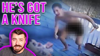 Man In Birthday Suit Pulls Knife After Being Tased [upl. by Cand]