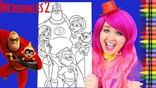 Coloring The Incredibles 2 Family GIANT Disney Coloring Page Crayola Crayons  KiMMi THE CLOWN [upl. by Varhol]