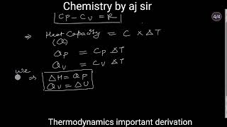 Thermodynamics important derivation  class 11 chemistry thermodynamics chemistry [upl. by Karlan]