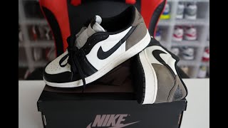 EARLY LOOK Air Jordan 1 Low quotMochaquot Unboxing Review amp On Feet [upl. by Nerehs]