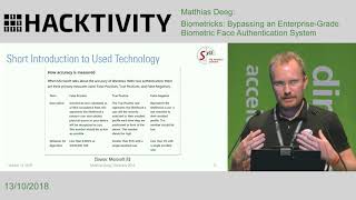 Matthias Deeg  Bypassing an EnterpriseGrade Biometric Face Authentication System [upl. by Thurstan]