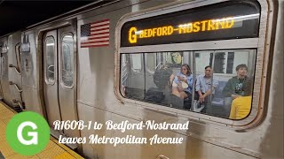 BedfordNostrand bound G train leaves Metropolitan Avenue [upl. by Wolbrom716]