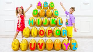 L’Alphabet anglais de Diana et Roma avec des œufs surprise  ABC [upl. by Ytinav]